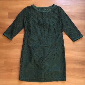 Loft Green Lace Shift Dress. Size 2